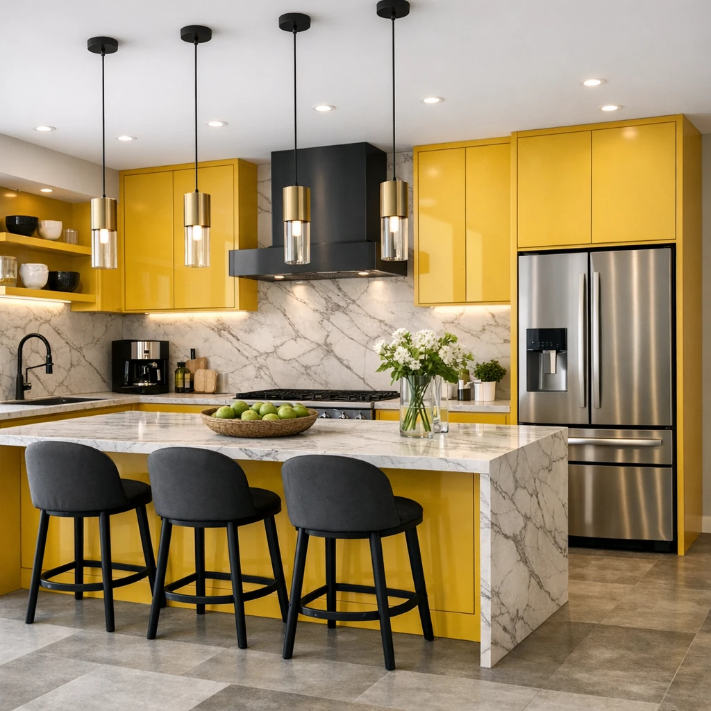 COCINA MUEBLES AMARILLOS